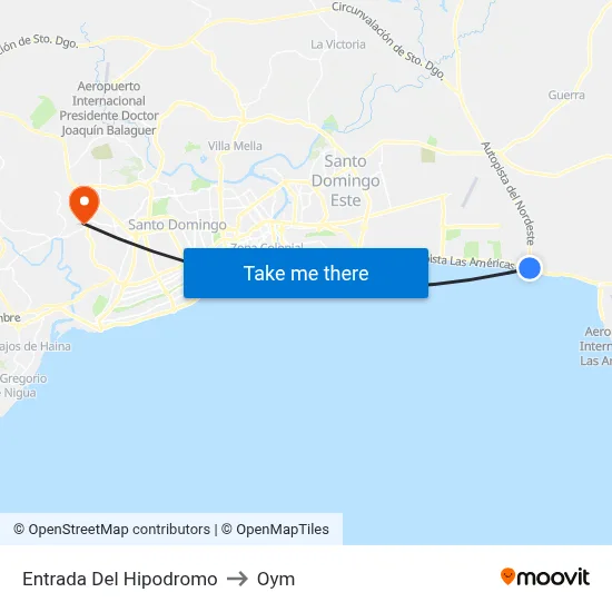 Entrada Del Hipodromo to Oym map