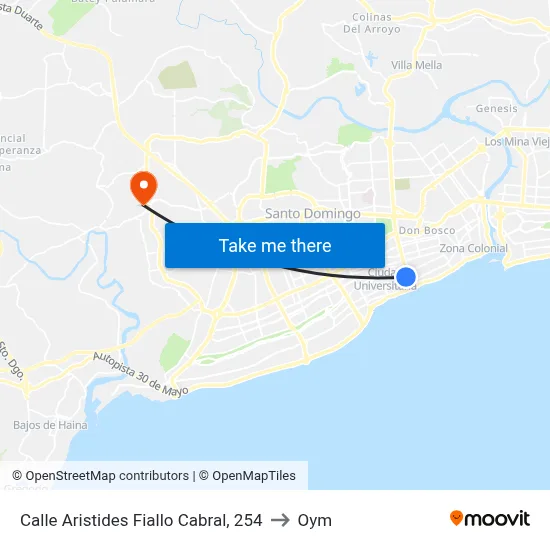 Calle Aristides Fiallo Cabral, 254 to Oym map