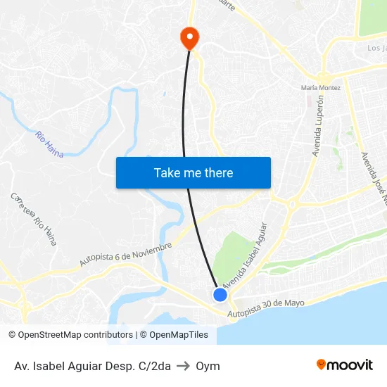 Av. Isabel Aguiar Desp. C/2da to Oym map