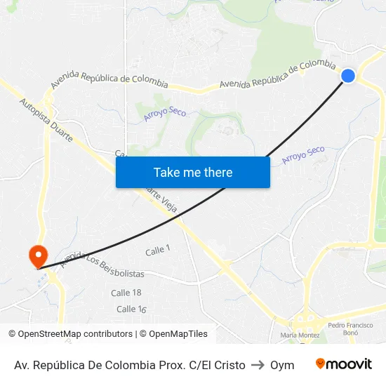 Av. República De Colombia Prox. C/El Cristo to Oym map