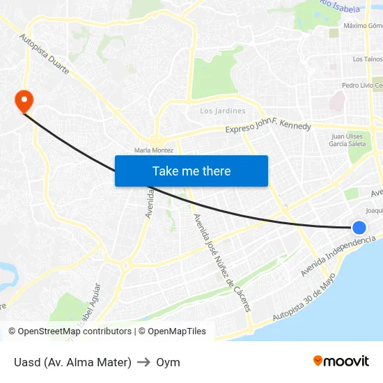 Uasd (Av. Alma Mater) to Oym map