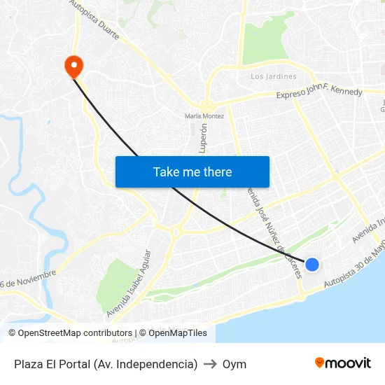 Plaza El Portal (Av. Independencia) to Oym map