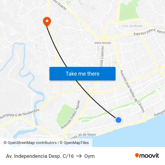 Av. Independencia Desp. C/16 to Oym map