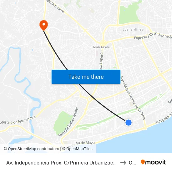 Av. Independencia Prox. C/Primera Urbanizacion Edda to Oym map
