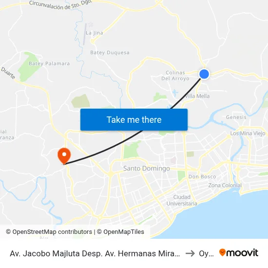 Av. Jacobo Majluta Desp. Av. Hermanas Mirabal to Oym map