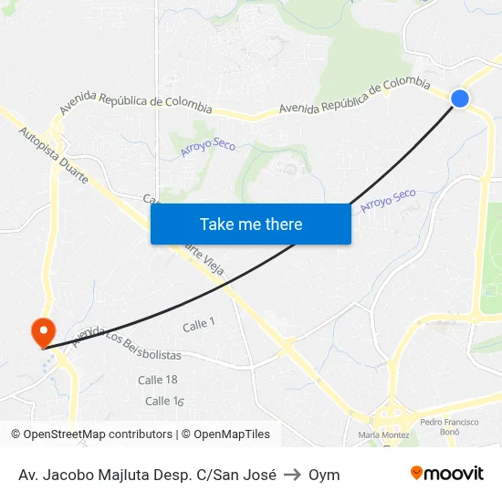 Av. Jacobo Majluta Desp. C/San José to Oym map