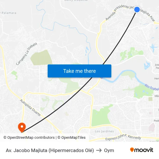 Av. Jacobo Majluta (Hipermercados Olé) to Oym map