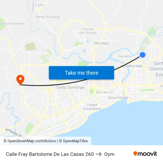 Calle Fray Bartolome De Las Casas 260 to Oym map
