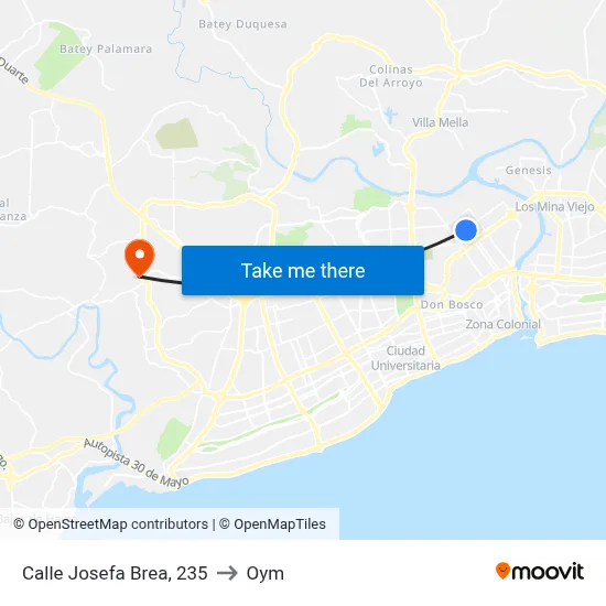 Calle Josefa Brea, 235 to Oym map