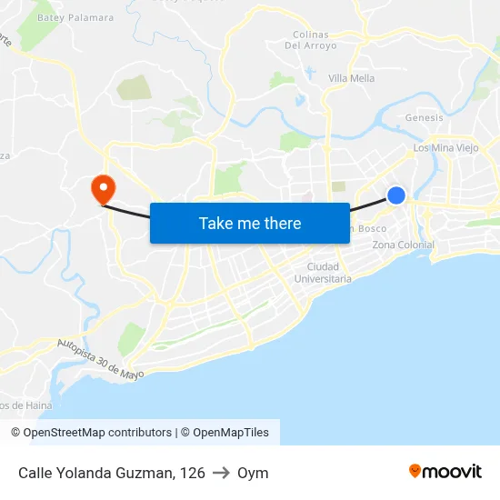 Calle Yolanda Guzman, 126 to Oym map
