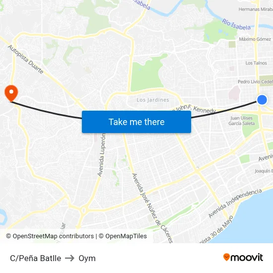 C/Peña Batlle to Oym map