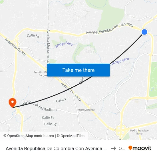 Avenida República De Colombia Con Avenida Jacobo Majluta to Oym map