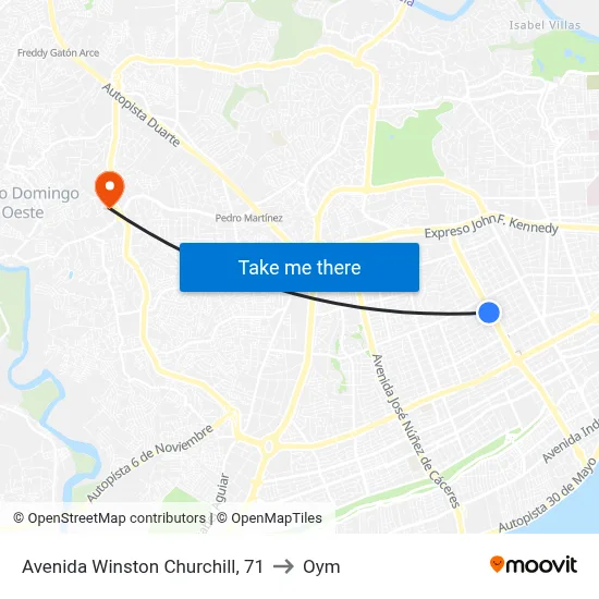 Avenida Winston Churchill, 71 to Oym map