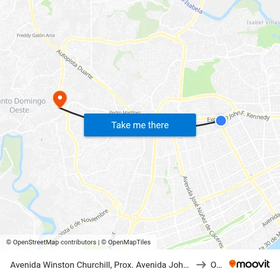 Avenida Winston Churchill, Prox. Avenida John F. Kennedy to Oym map