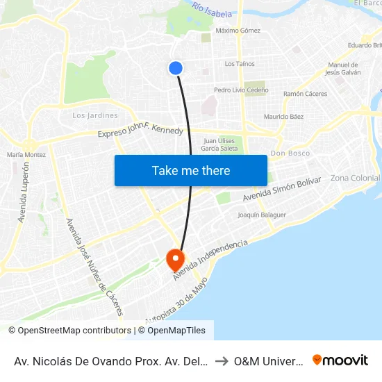 Av. Nicolás De Ovando Prox. Av. Del Zoologico to O&M Universidad map
