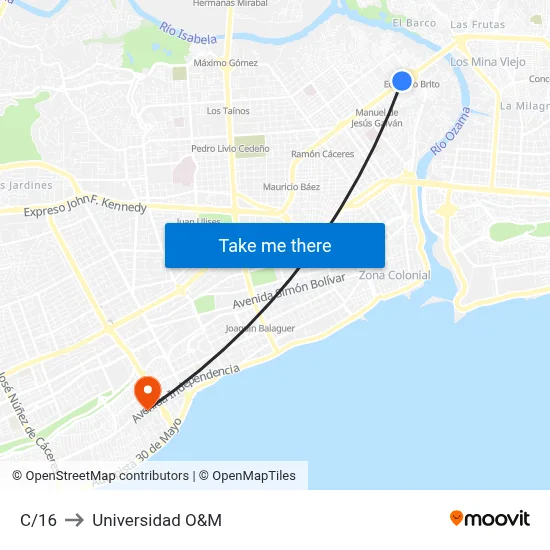 C/16 to Universidad O&M map