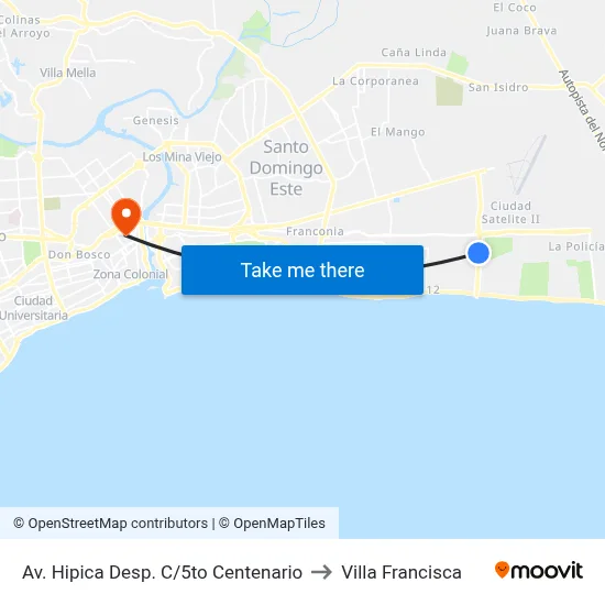 Av. Hipica Desp. C/5to Centenario to Villa Francisca map