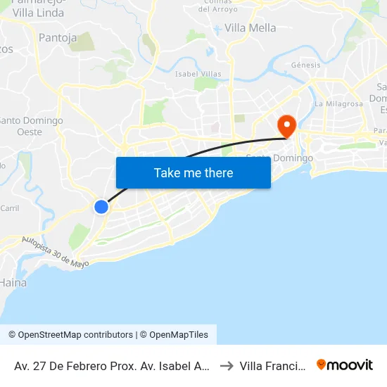 Av. 27 De Febrero Prox. Av. Isabel Aguilar to Villa Francisca map