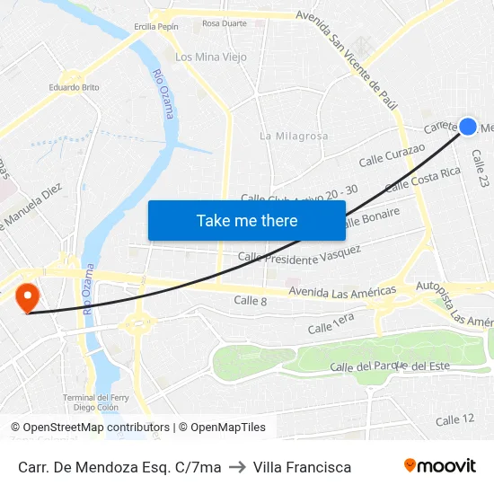 Carr. De Mendoza Esq. C/7ma to Villa Francisca map