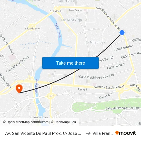 Av. San Vicente De Paúl Prox. C/Jose Antonio Jimenez to Villa Francisca map