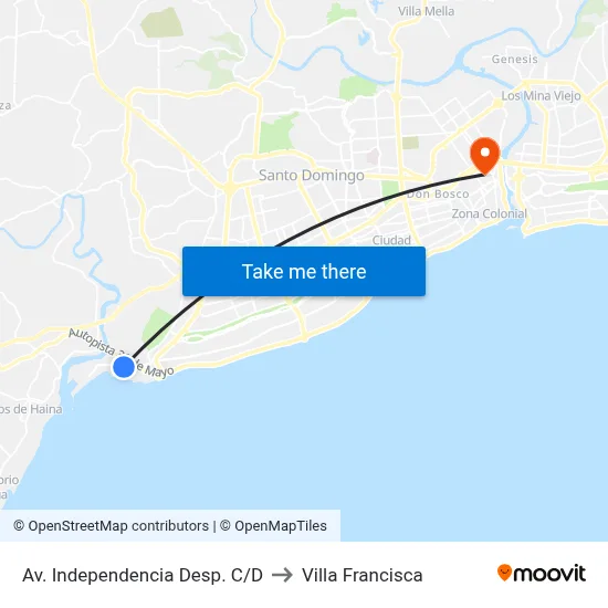 Av. Independencia Desp. C/D to Villa Francisca map