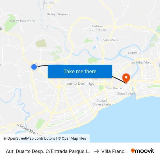 Aut. Duarte Desp. C/Entrada Parque Industrial to Villa Francisca map
