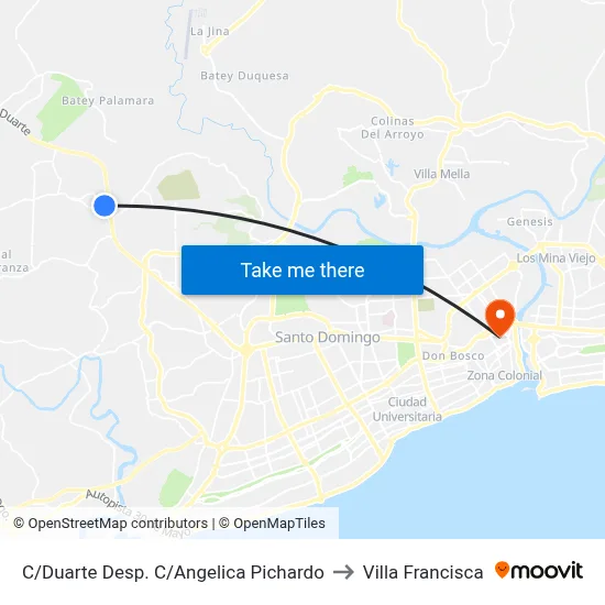 C/Duarte Desp. C/Angelica Pichardo to Villa Francisca map