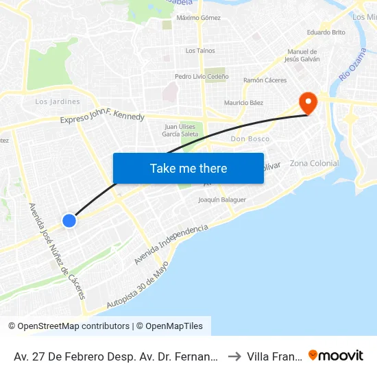 Av. 27 De Febrero Desp. Av. Dr. Fernando Arturo Defilló to Villa Francisca map