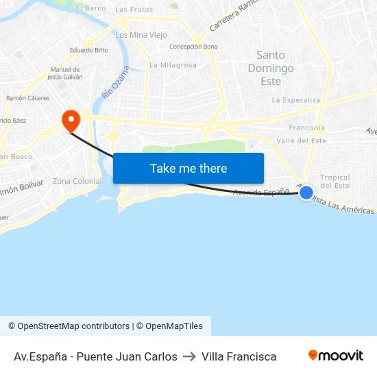 Av.España - Puente Juan Carlos to Villa Francisca map
