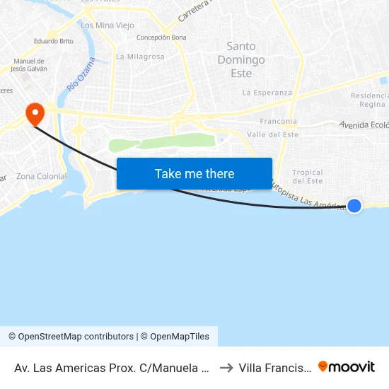Av. Las Americas Prox. C/Manuela Diez to Villa Francisca map