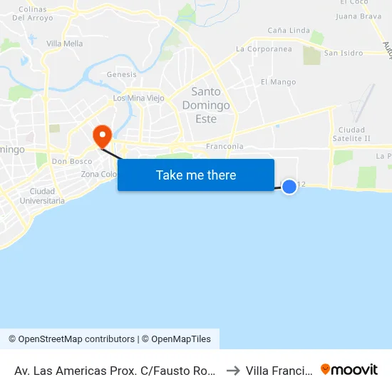 Av. Las Americas Prox. C/Fausto Rodriguez to Villa Francisca map