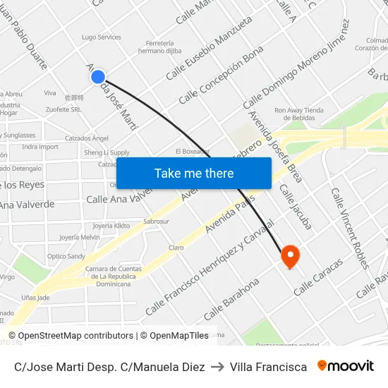 C/Jose Marti Desp. C/Manuela Diez to Villa Francisca map