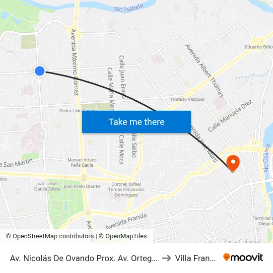 Av. Nicolás De Ovando Prox. Av. Ortega Y Gasset to Villa Francisca map