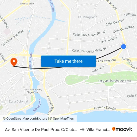 Av. San Vicente De Paul Prox. C/Club Rotario to Villa Francisca map
