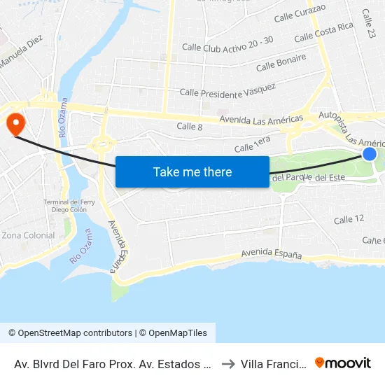 Av. Blvrd Del Faro Prox. Av. Estados Unidos to Villa Francisca map