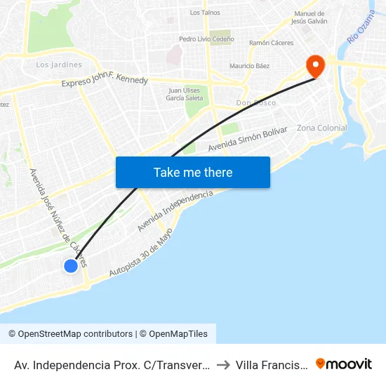 Av. Independencia Prox. C/Transversal to Villa Francisca map