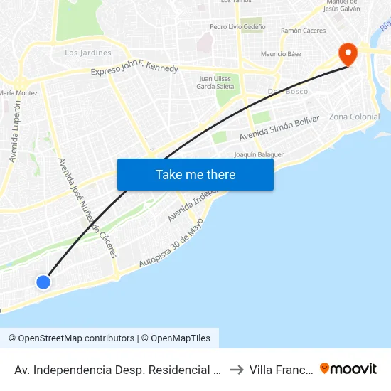 Av. Independencia Desp. Residencial Doña Dilia to Villa Francisca map
