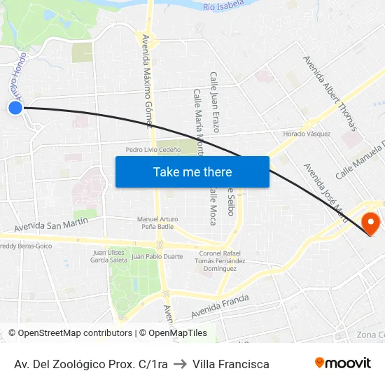 Av. Del Zoológico Prox. C/1ra to Villa Francisca map