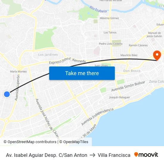 Av. Isabel Aguiar Desp. C/San Anton to Villa Francisca map