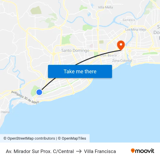 Av. Mirador Sur Prox. C/Central to Villa Francisca map