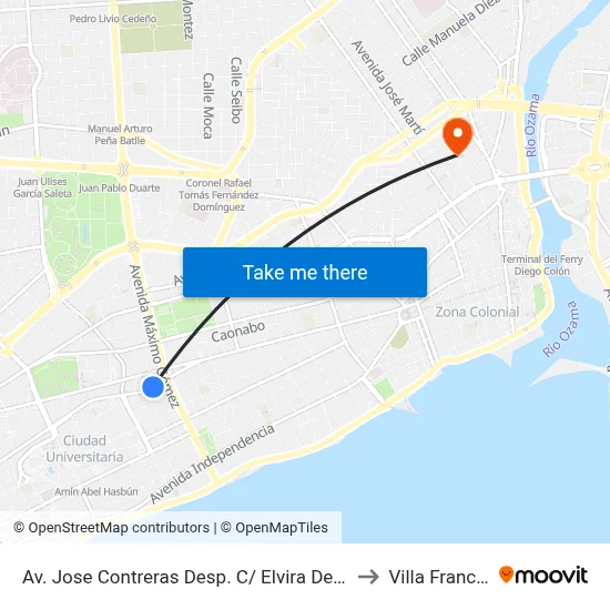 Av. Jose Contreras Desp. C/ Elvira De Mendoza to Villa Francisca map