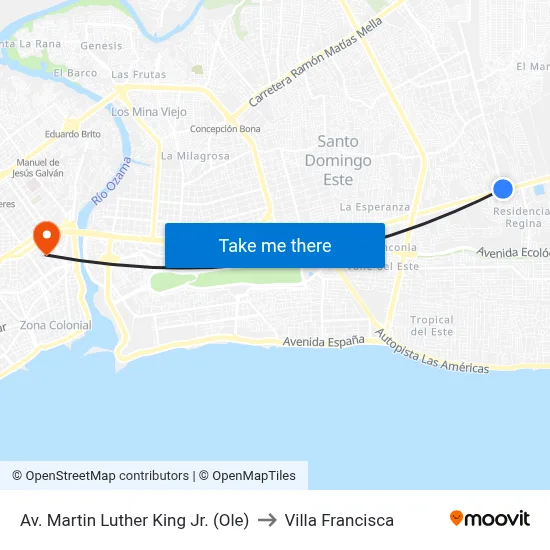 Av. Martin Luther King Jr. (Ole) to Villa Francisca map