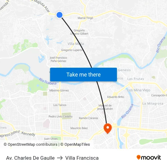 Av. Charles De Gaulle to Villa Francisca map