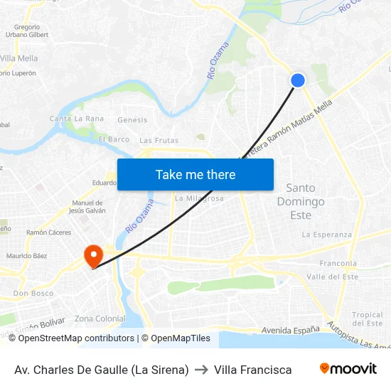 Av. Charles De Gaulle (La Sirena) to Villa Francisca map