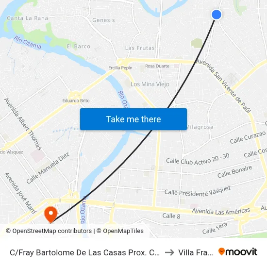 C/Fray Bartolome De Las Casas Prox. C/Santiago De La Cruz to Villa Francisca map