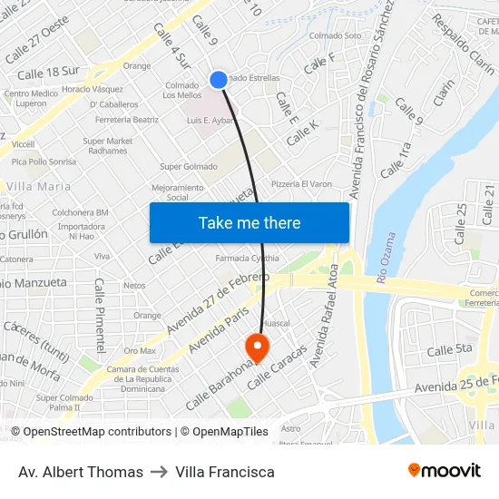 Av. Albert Thomas to Villa Francisca map