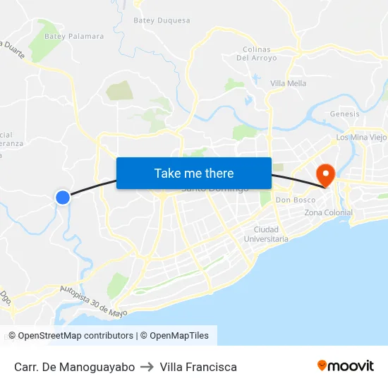 Carr. De Manoguayabo to Villa Francisca map