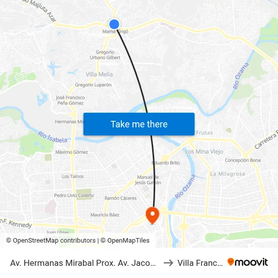 Av. Hermanas Mirabal Prox. Av. Jacobo Majluta to Villa Francisca map