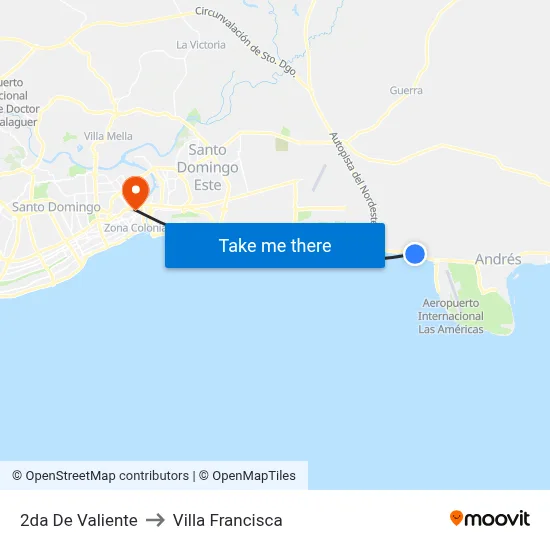 2da De Valiente to Villa Francisca map
