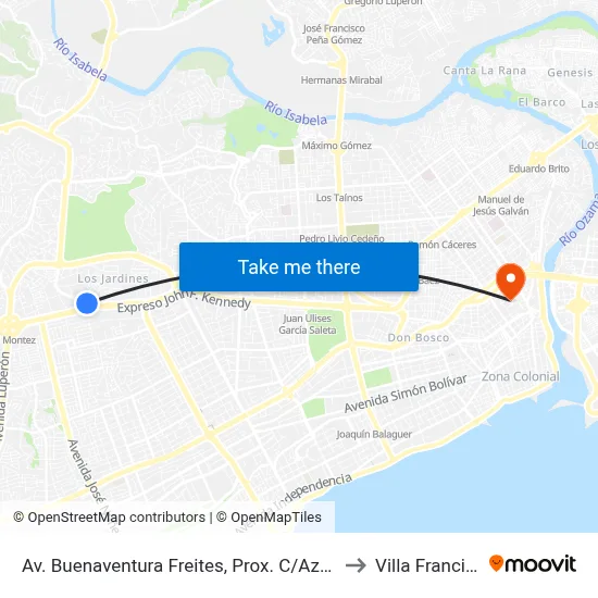 Av. Buenaventura Freites, Prox. C/Azucenas to Villa Francisca map